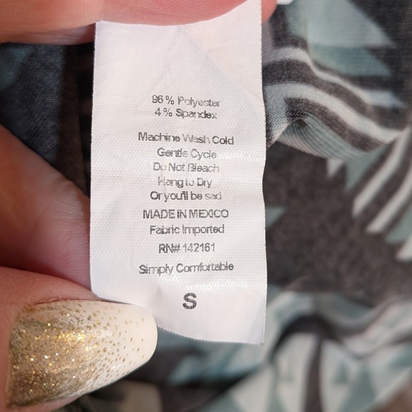 Whimsigoth Boho Western RetroGlam  Artsy Geometric Black Teal Green S Maxi Skirt - Picture 10 of 10